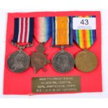 A First World War Gallantry Group of Four Medals, comprising Military Medal, 1914 Star, British