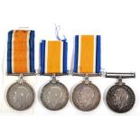 First World War Cavalry Interest: Four British War Medals, awarded to:- 6539 PTE.W.WALKER. 4-HRS.;