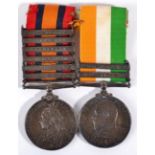 A Queen's South Africa Medal, with six clasps TUGELA HEIGHTS, ORANGE FREE STATE, RELIEF OF