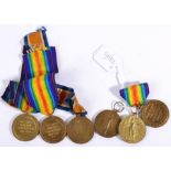 Six First World War Victory Medals, awarded to:- 19842 PTE.J. HANLON. R.LANC.R.; G- 42699 PTE.J.