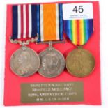 A First World War Gallantry Group of Three Medals, comprising Military Medal, British War Medal