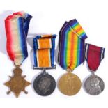 A First World War Trio, comprising 1914 Star, British War Medal and Victory Medal, awarded to 9107