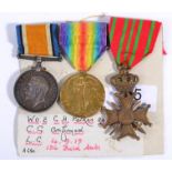 A First World War Trio, comprising British War Medal, Victory Medal and Belgian Croix de Guerre,