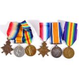 Two First World War R.A.M.C. Trios, each comprising 1914-15 Star, British War Medal and Victory