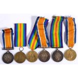 Three First World War Pairs, each comprising British War Medal and Victory Medal, awarded to:-100520