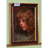 German School (Early 20th century) Portrait of a young girl, head and shoulders, indistinctly signed