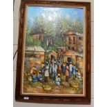 L. Antoine (Haitian, 20/21st century) Village market place, signed, oil on canvas, 75cm by 50cm