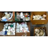 Twelve boxes of various household china including Staffordshire, Continental porcelain figures,