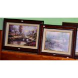 After Thomas Kinkade (American 1958-2012), limited edition canvas prints with hand embellished