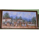 Fritz Louizar (probably) (Haitian, 20/21st century), Panoramic village scene, signed indistinctly,