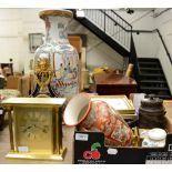 A modern pottery clock; a Victoria & Albert ''Mane Antoinette Clock''; a Spode carriage clock; a