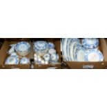 Three boxes of Booths and other Dragon pattern blue and white dinnerwares