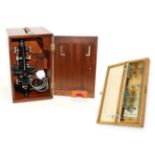 W Watson Service II Microscope no.113949, black lacquered finish engraved 'R.(D)S.V.S' (cased);