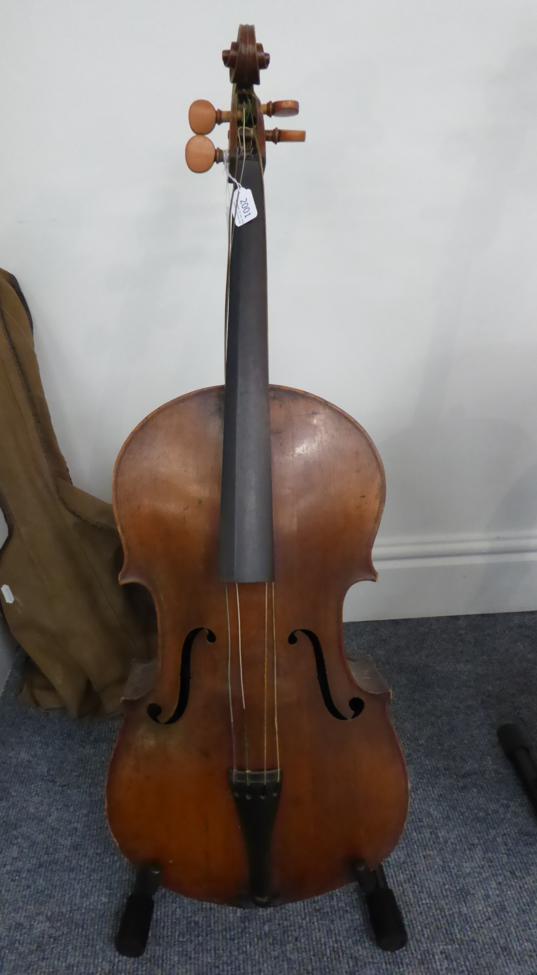 Cello (Small Size) 22 1/2'' one piece back, stamped 'Young' with four indistinct marks on back of - Image 2 of 12