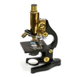 Ernst Leitz Wetzlar Brass Microscope no.298331, with fine course focusing, three lens turret (with
