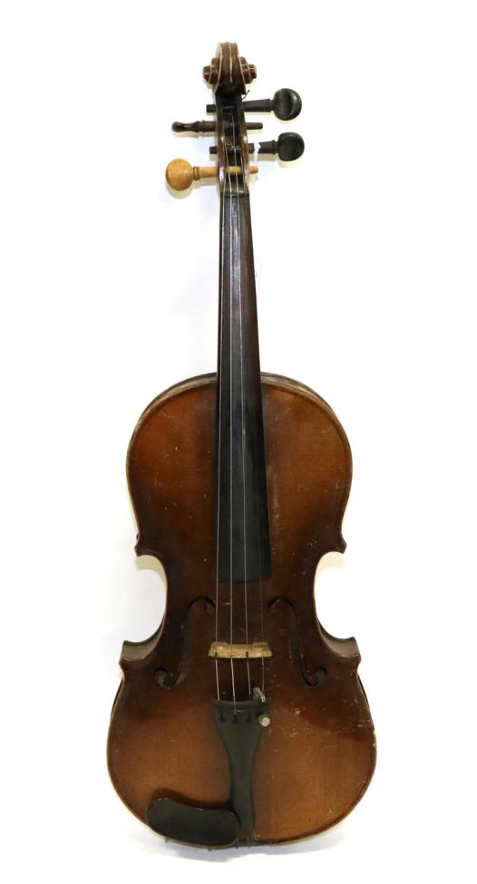 Violin 14 1/4 two piece back, with no label (cased)