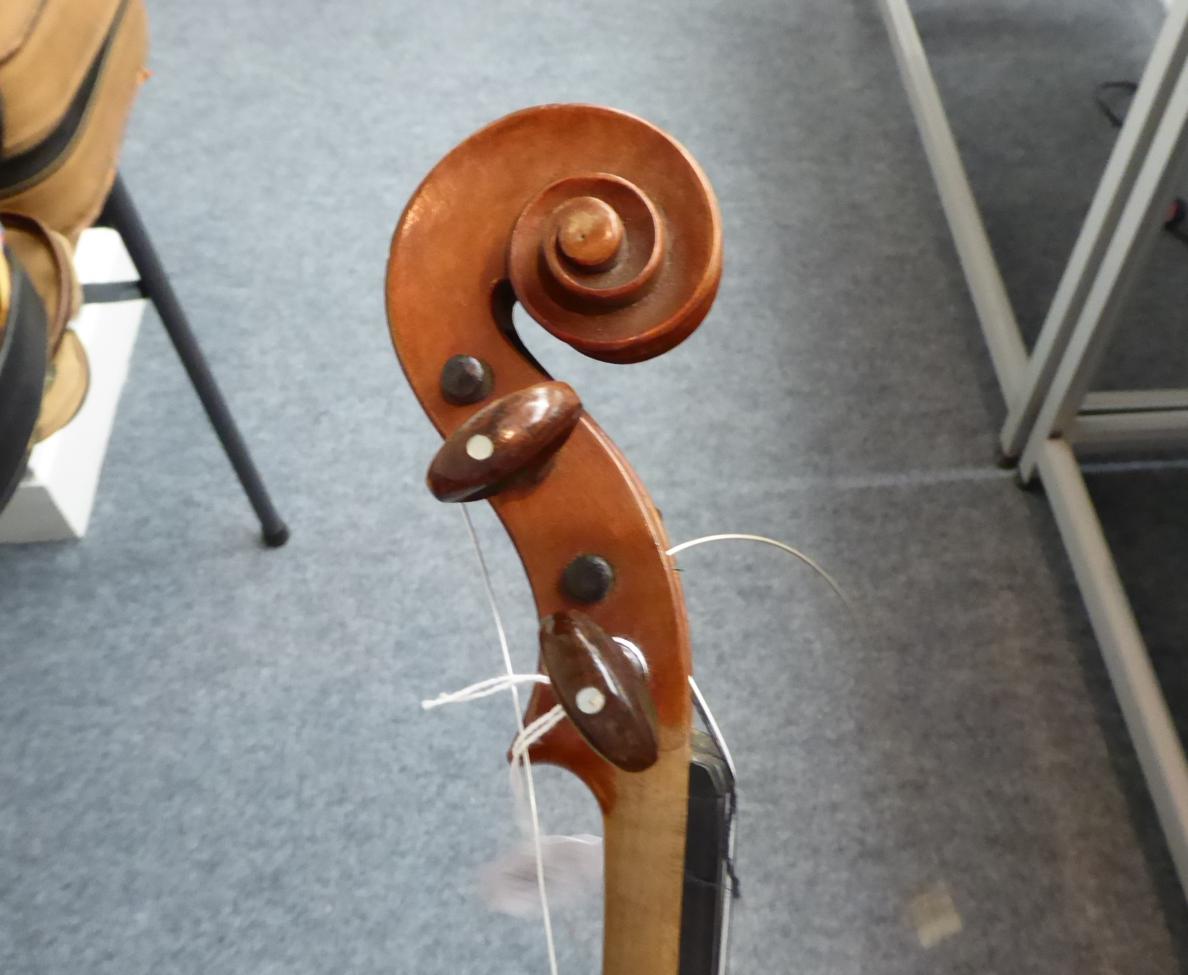 Violin 14'' two piece back, ebony fingerboard, has internal writing presumably written by a repairer - Image 7 of 17