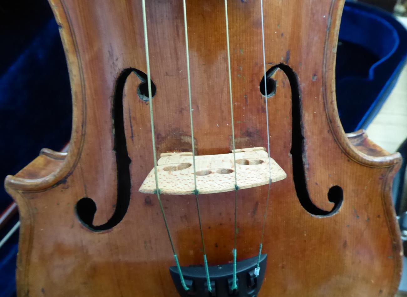 Violin 14'' two piece back, ebony finger board, label reads 'Vuillaume, a Paris, rue croix de petits - Image 10 of 14