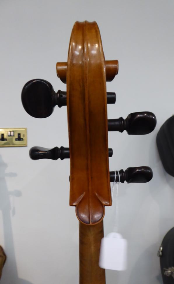 Cello 30'' two piece back, no maker's name, has inscription visible through f hole 'Repaired October - Image 8 of 10