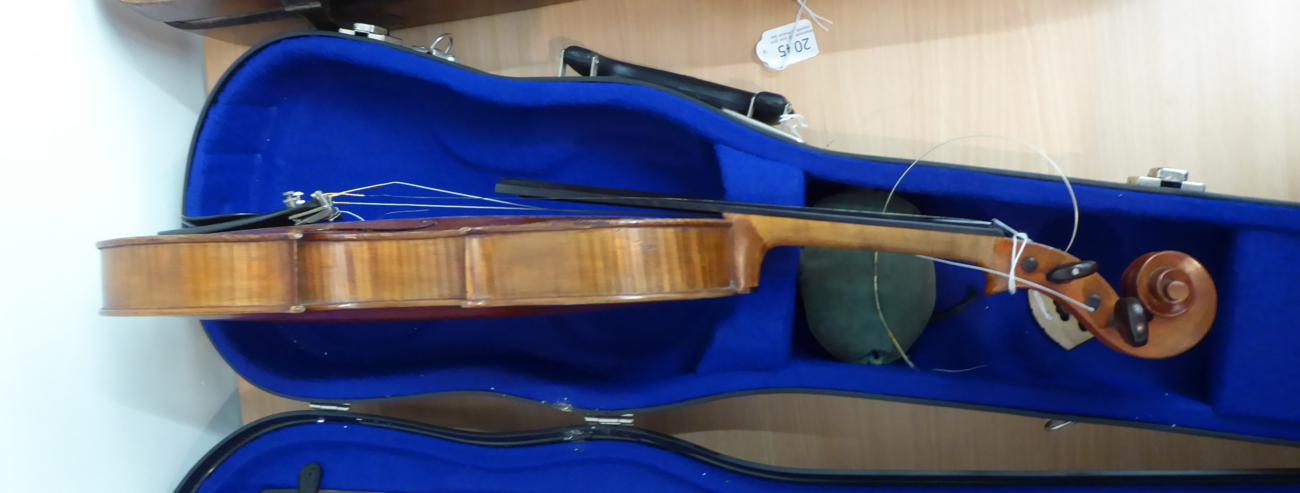 Violin 14'' two piece back, ebony fingerboard, has internal writing presumably written by a repairer - Image 5 of 17