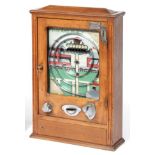 Allwin Win And Place Wall Mounted Gaming Machine taking 'Pennies Only' in oak cabinet with racetrack