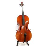 Cello 30''one piece back, student instrument, no maker's name, cased with bowNo visible crack or