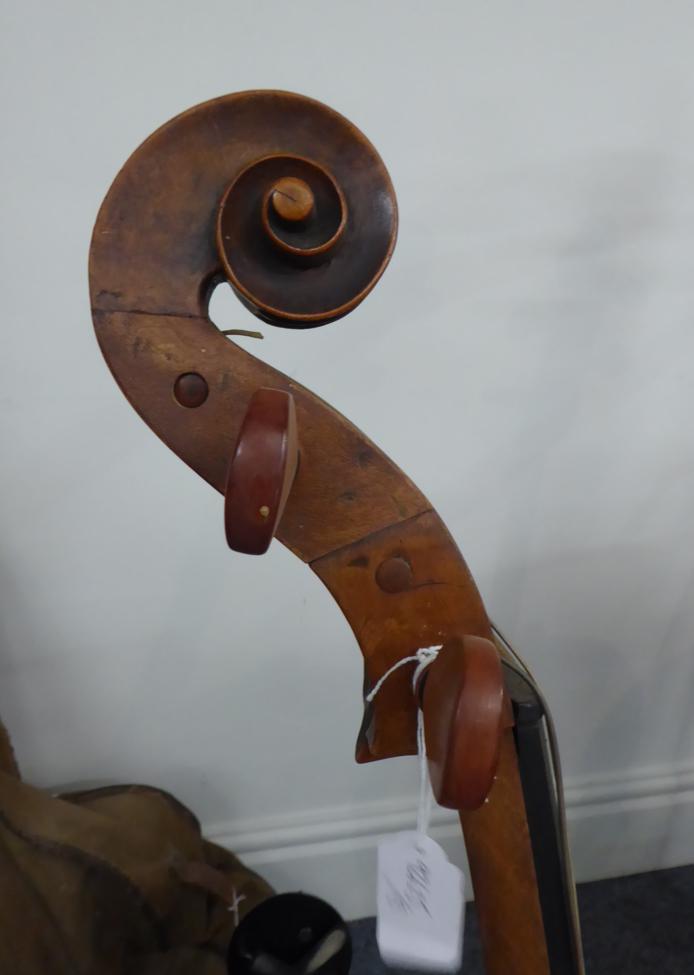 Cello (Small Size) 22 1/2'' one piece back, stamped 'Young' with four indistinct marks on back of - Image 11 of 12