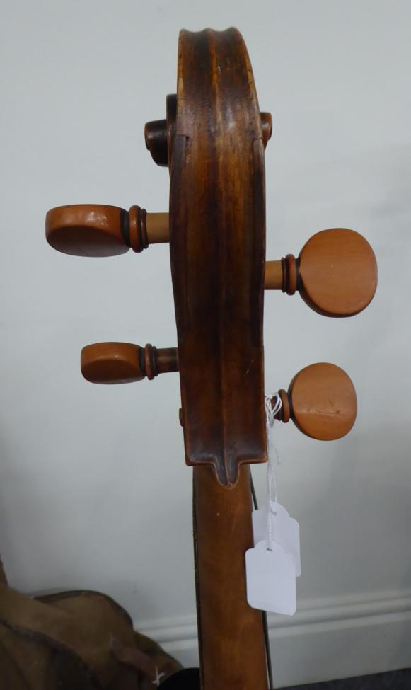 Cello (Small Size) 22 1/2'' one piece back, stamped 'Young' with four indistinct marks on back of - Image 10 of 12