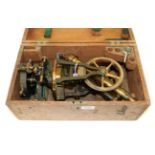 Stanley Theodolite no.11305, with compass having Vernier scale to edge and three levels (cased)