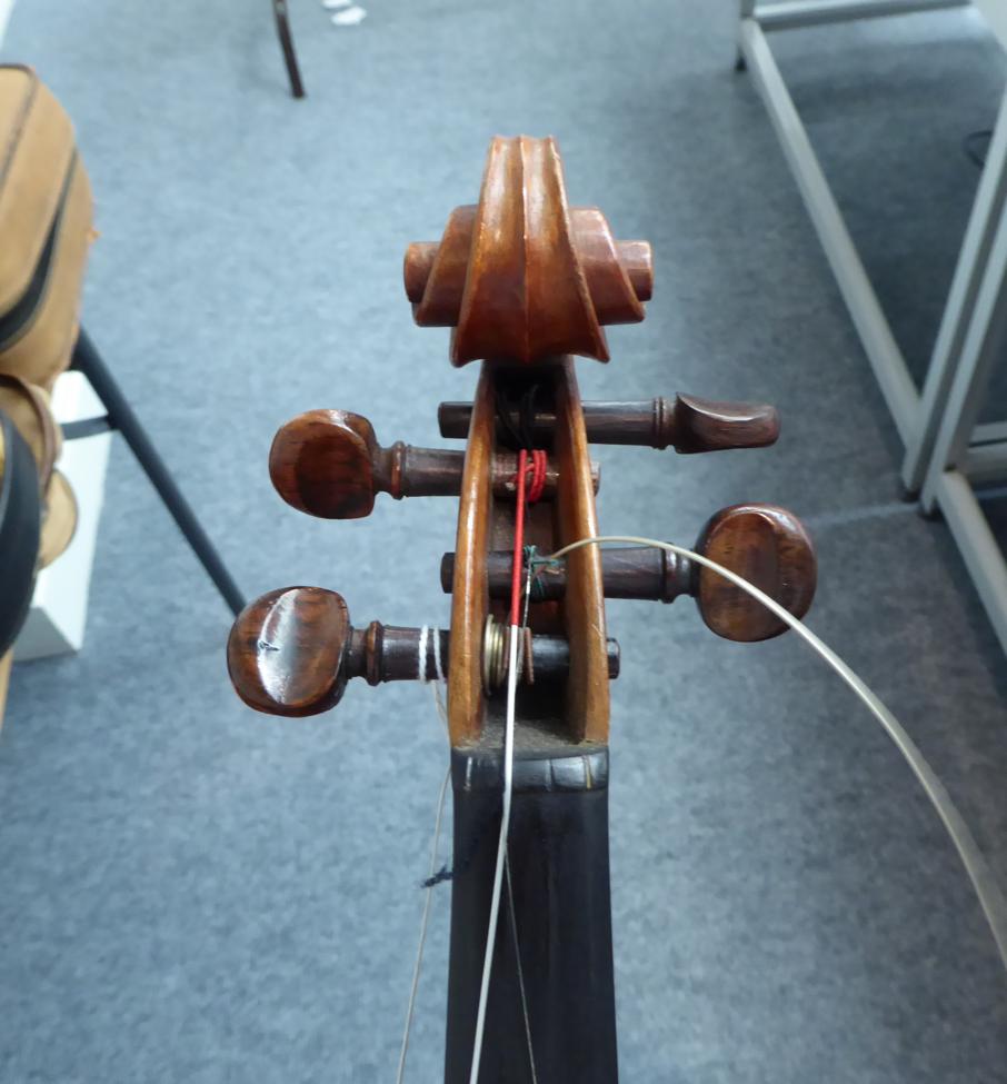 Violin 14'' two piece back, ebony fingerboard, has internal writing presumably written by a repairer - Image 6 of 17