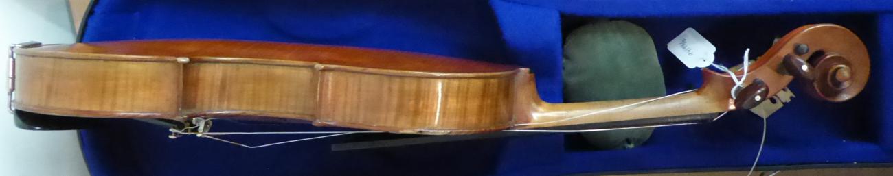 Violin 14'' two piece back, ebony fingerboard, has internal writing presumably written by a repairer - Image 3 of 17