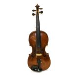 Violin 14 3/8'' two piece back, ebony fingerboard and tailpiece, with label 'Antony Posch Macher