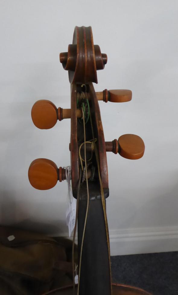 Cello (Small Size) 22 1/2'' one piece back, stamped 'Young' with four indistinct marks on back of - Image 8 of 12