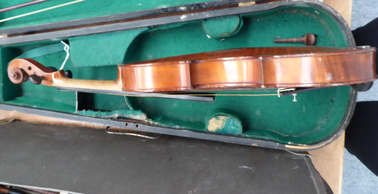 Violin 14'' two piece back, ebony fingerboard, with label stating imitation of Joseph Guarnerrus - Image 3 of 15