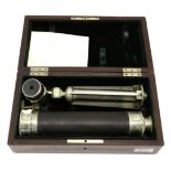 Allan J Hayes (Calcutta) Four Drawer Telescope with 2'' objective lens and leather cover to