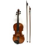 Violin 14 1/8'' one piece back, ebony fingerboard and tailpiece with decorative Mother of Pearl,