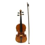Violin 14 1/4'' two piece back, label reads 'Nicolaus Amatus fecit in Cremona 16**, on back of