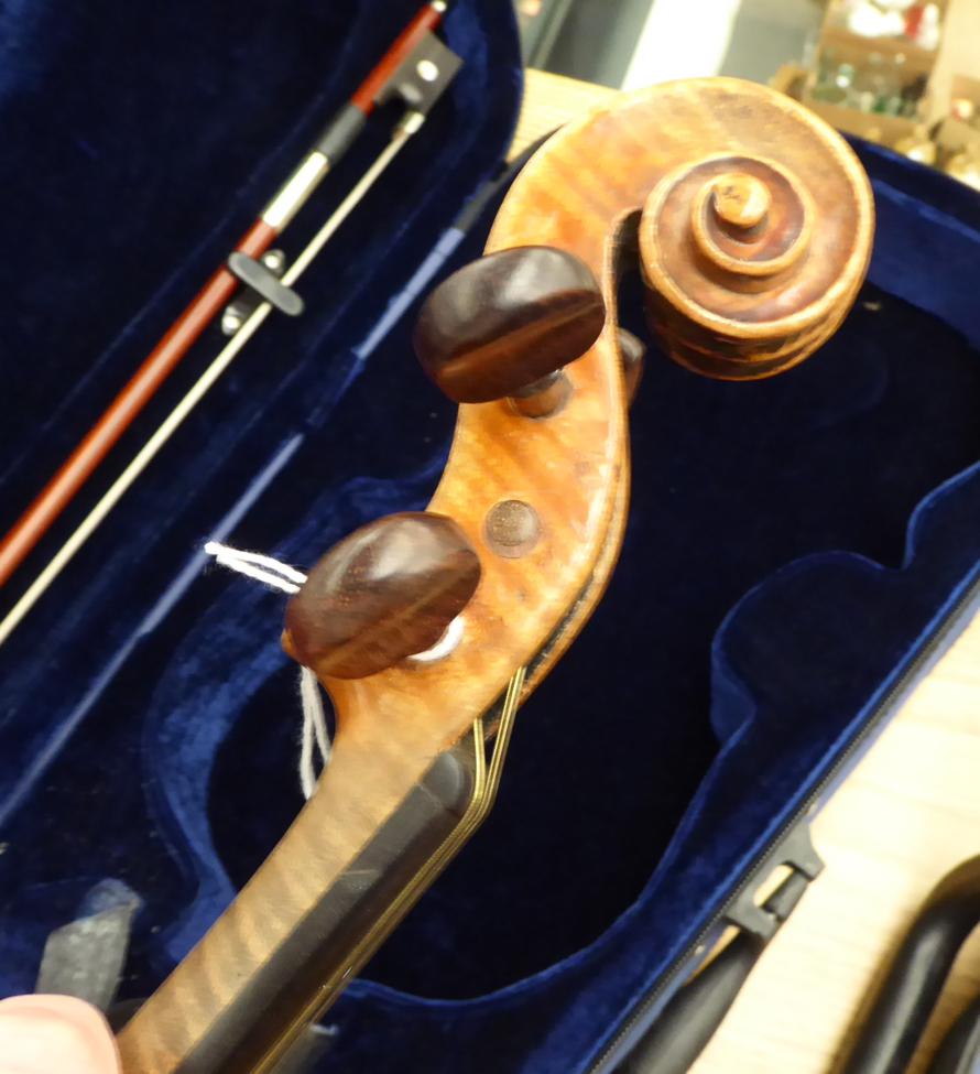 Violin 14'' two piece back, ebony finger board, label reads 'Vuillaume, a Paris, rue croix de petits - Image 8 of 14