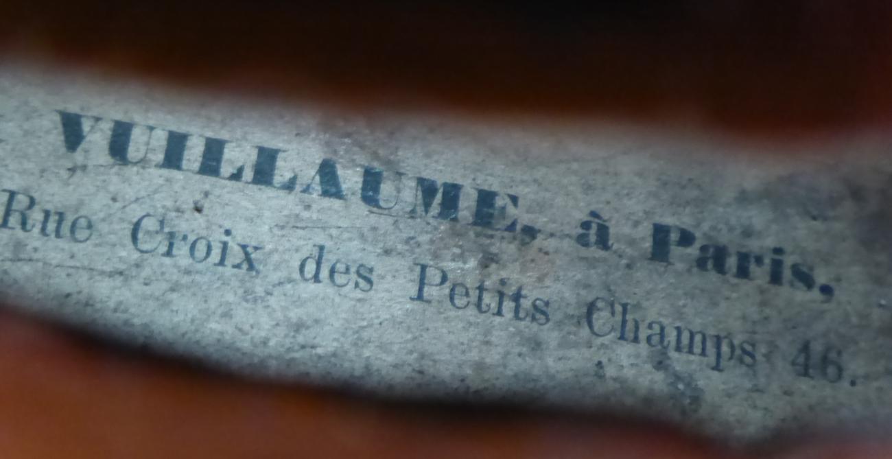 Violin 14'' two piece back, ebony finger board, label reads 'Vuillaume, a Paris, rue croix de petits - Image 11 of 14