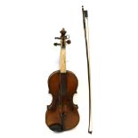 Violin 14 1/2'' two piece back, no label, double purfling to front and rear, cased with