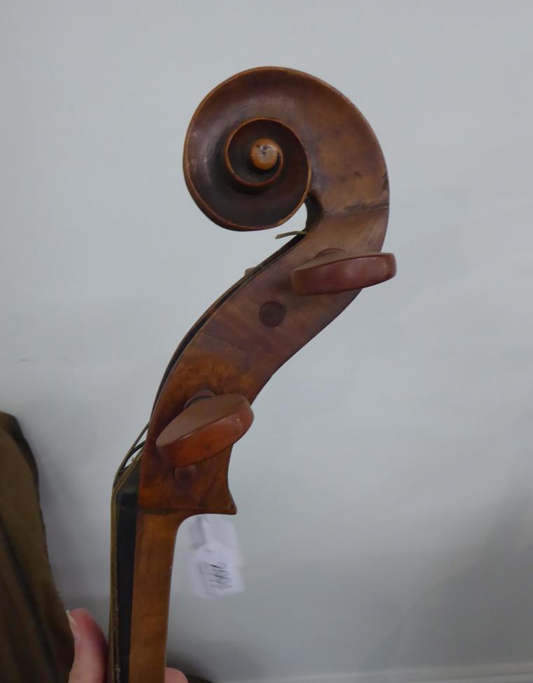 Cello (Small Size) 22 1/2'' one piece back, stamped 'Young' with four indistinct marks on back of - Image 9 of 12