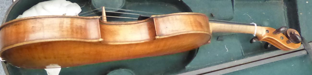 Violin 14 3/8'' two piece back, ebony fingerboard and tailpiece, with label 'Antony Posch Macher - Image 5 of 10