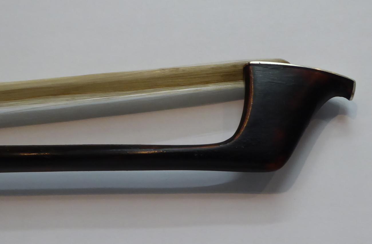 Cello Bow stamped on frog and stick 'Forster' open frog made from ivory also with bone button, - Image 7 of 9