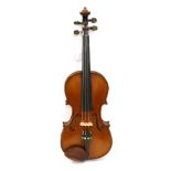 Violin 14 two piece back, ebony fingerboard, with label 'Modele D'Apres Jean Baptiste Vuillaume A