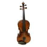 Violin 14'' two piece back, ebony fingerboard, double purfling to front and back, with label 'Gio.