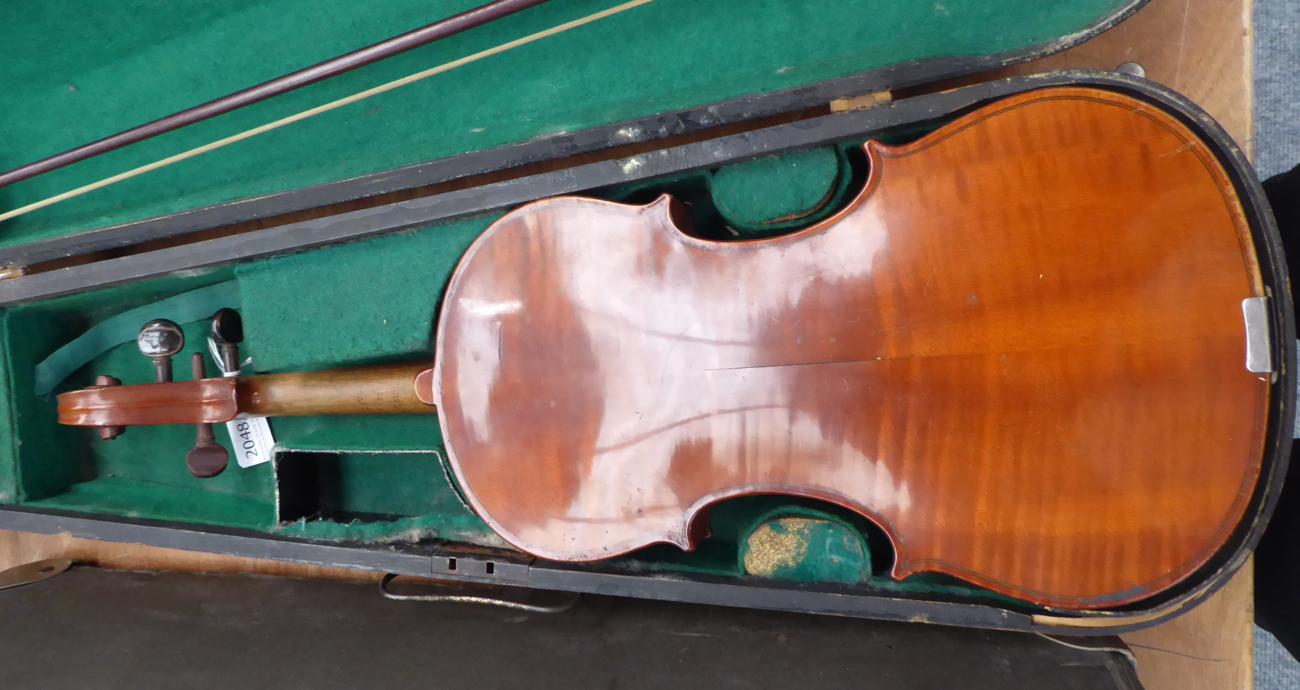 Violin 14'' two piece back, ebony fingerboard, with label stating imitation of Joseph Guarnerrus - Image 4 of 15
