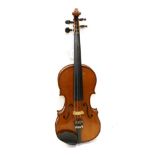 Violin 13 1/4'' two piece back, ebony fingerboard with label 'Supplied By W Thompson 33 Homefield