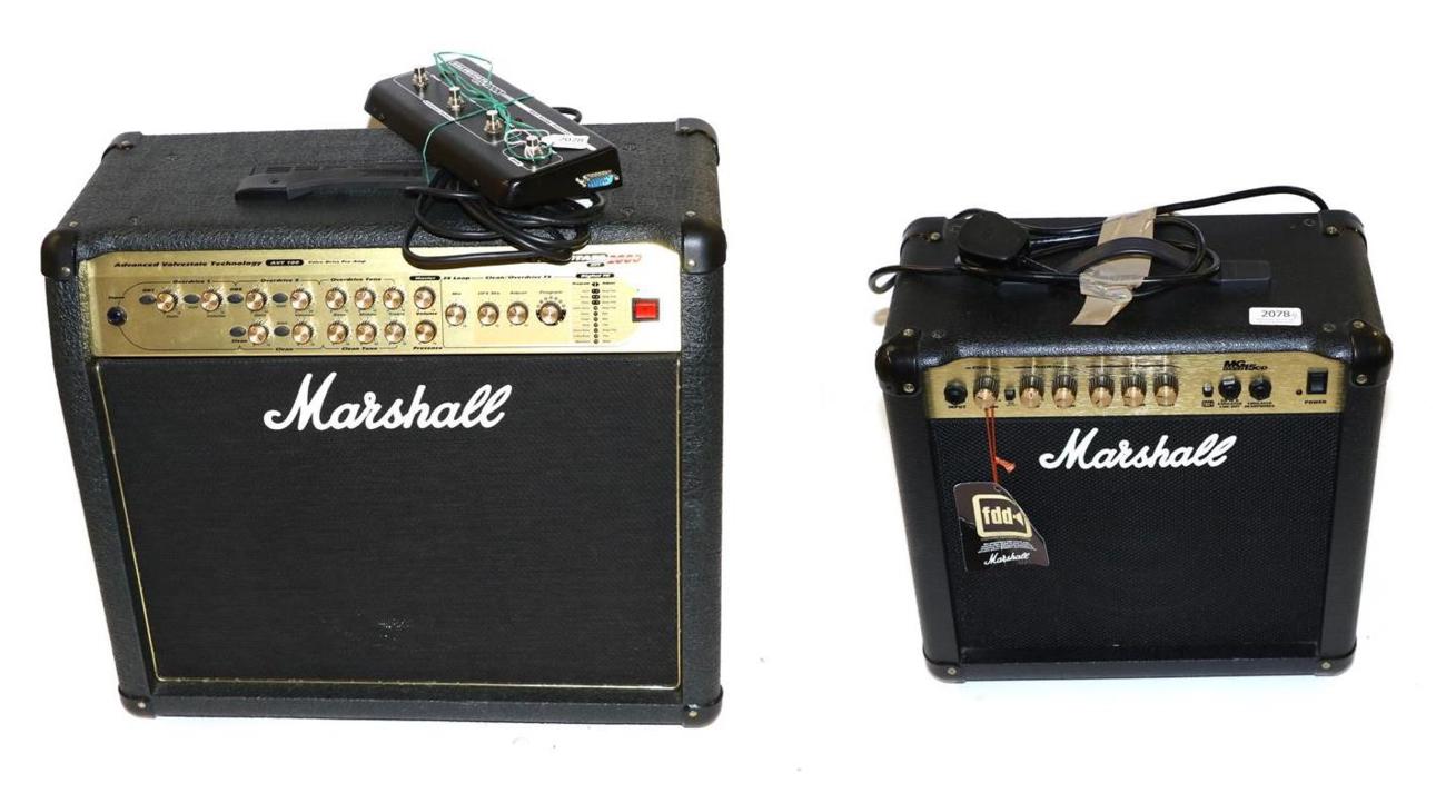 Marshall AVT2000 Signal Input Amplifier Speaker with pedal, together with MG15CD 45W Practice