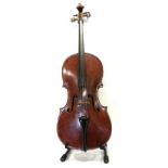 Cello 27 3/4'' two piece back, ebony fingerboard and tailpiece, upper bout 12 1/4'', middle 9'',