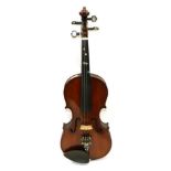 Violin 13 5/8'' two piece back, ebony fingerboard, decorative Mother of Pearl inlay to pegs and